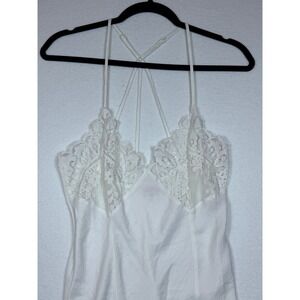 Jezebel White Lace Trim Slip Chemise Nightgown Lingerie Size M Bridal